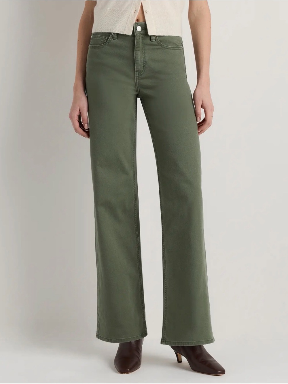 Quince Olive High-Rise Wide-Leg Jeans